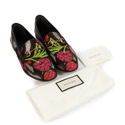 Shop authentic preloved Gucci Black Floral Embroidered Jordaan Horsebit Slip On Loafers - Size 37 on Labellov.com