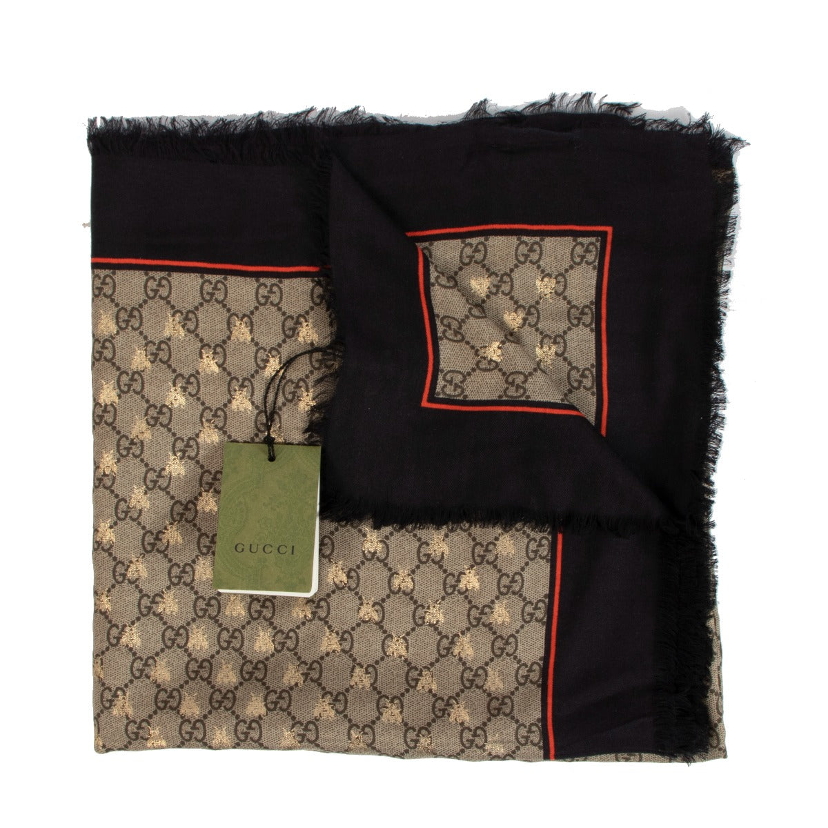Shop an authentic preloved Gucci GG Monogram Silk Bee Print Scarf on Labellov.com