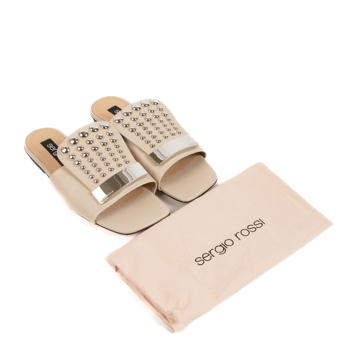 Shop authentic second hand Sergio Rossi Beige Leather Flats - Size 37 on Labellov.com