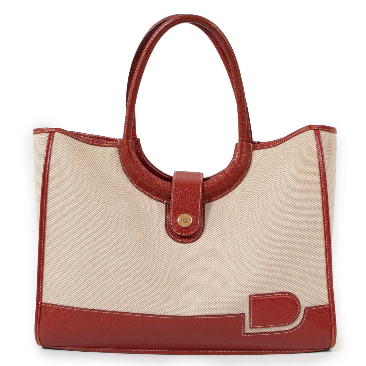 Buy an authentic second hand Delvaux Beige Canvas Shopper Bag in very good condition at Labellov.com