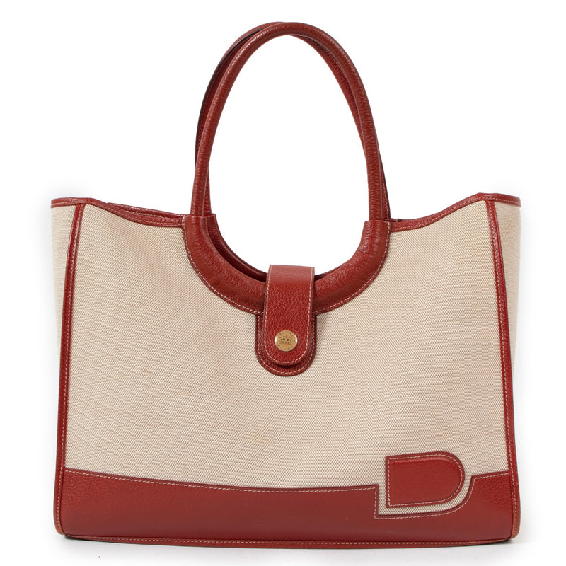 Buy an authentic second hand Delvaux Beige Canvas Shopper Bag in very good condition at Labellov.com