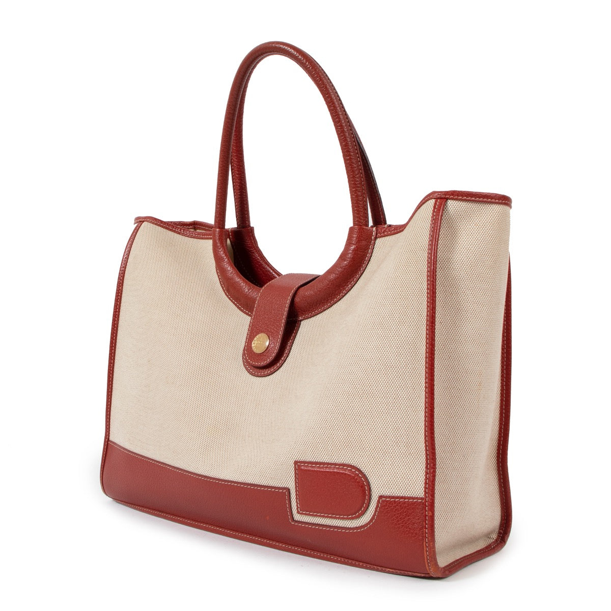 Buy an authentic second hand Delvaux Beige Canvas Shopper Bag in very good condition at Labellov.com