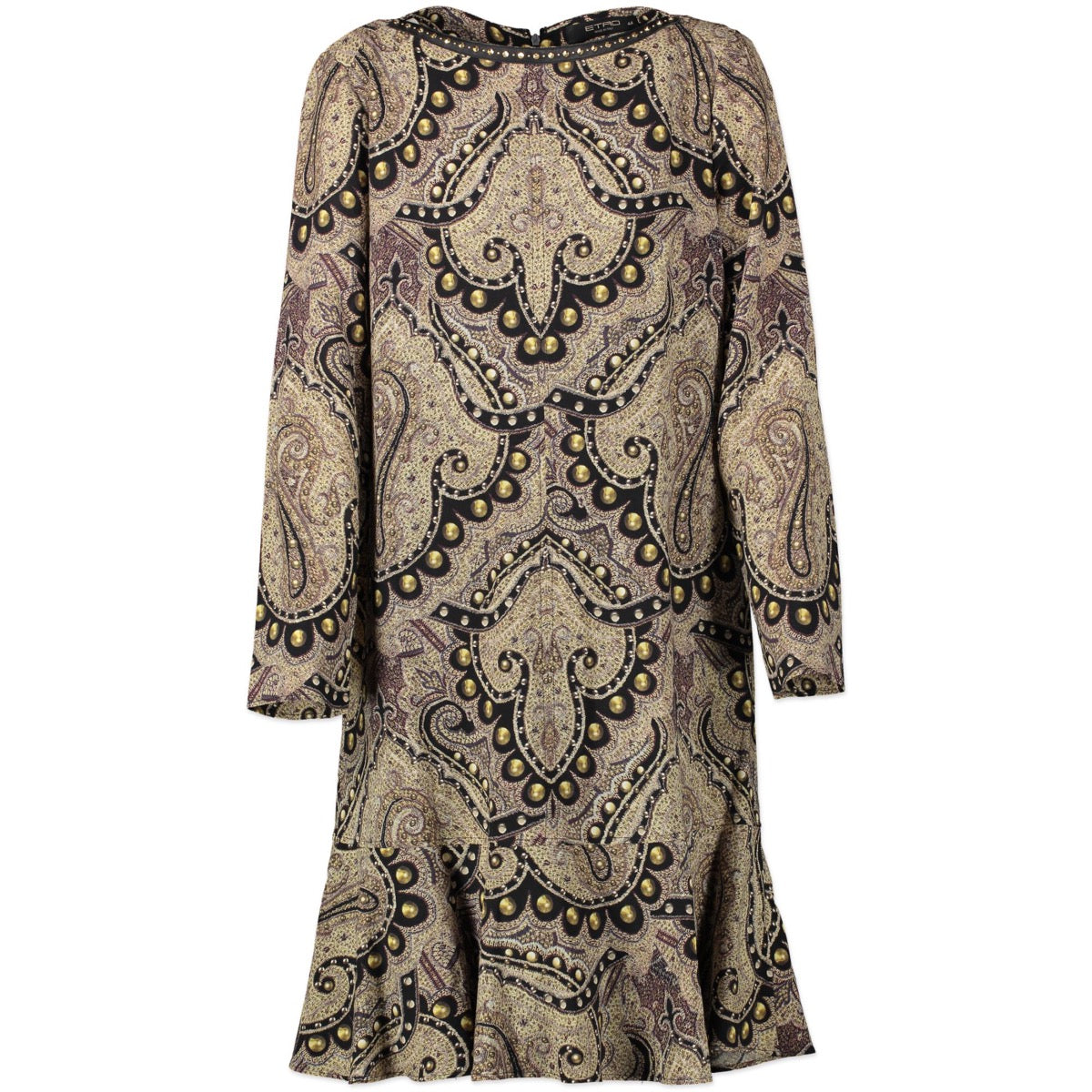 Shop safe online authentic Etro Printed Black and Gold Dress in Size 44 at the right price.