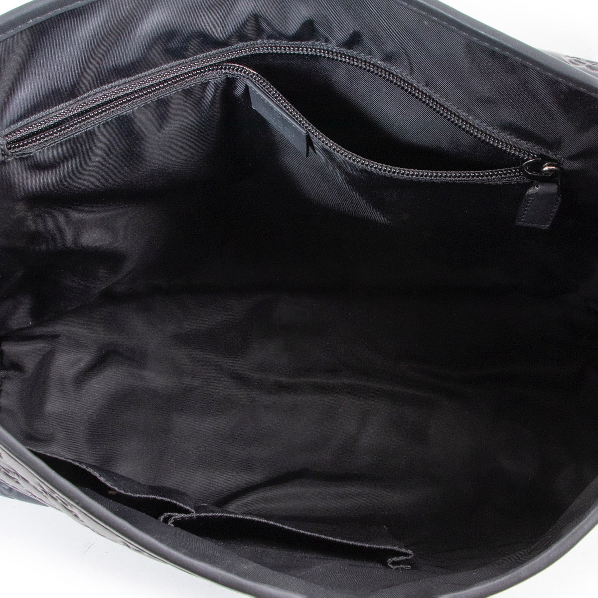 Gucci Black Monogram Leather Messenger Crossbody Bag