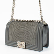 shop 100% authentic second hand Chanel Grey Python Medium Boy Bag on Labellov.com