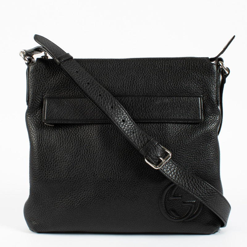 Sac bandoulière Gucci en cuir noir avec G entrelacés