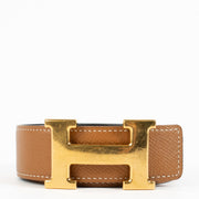 Shop safe online at Labellov in Antwerp, Brussels and knokke this 100% authentic second hand Hermès Gold/Noir Epsom/Swift Reversible Constance Belt - size 85