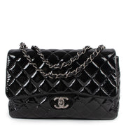 Shop safe online at Labellov in Antwerp this 100% authentic second hand Chanel Black Patent Leather Single Classic Flap Bag