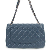 Shop safe online at Labellov in Antwerp this 100% authentic second hand Chanel Jeans Blue Lambskin Leather Jumbo Classic Double Flap Bag