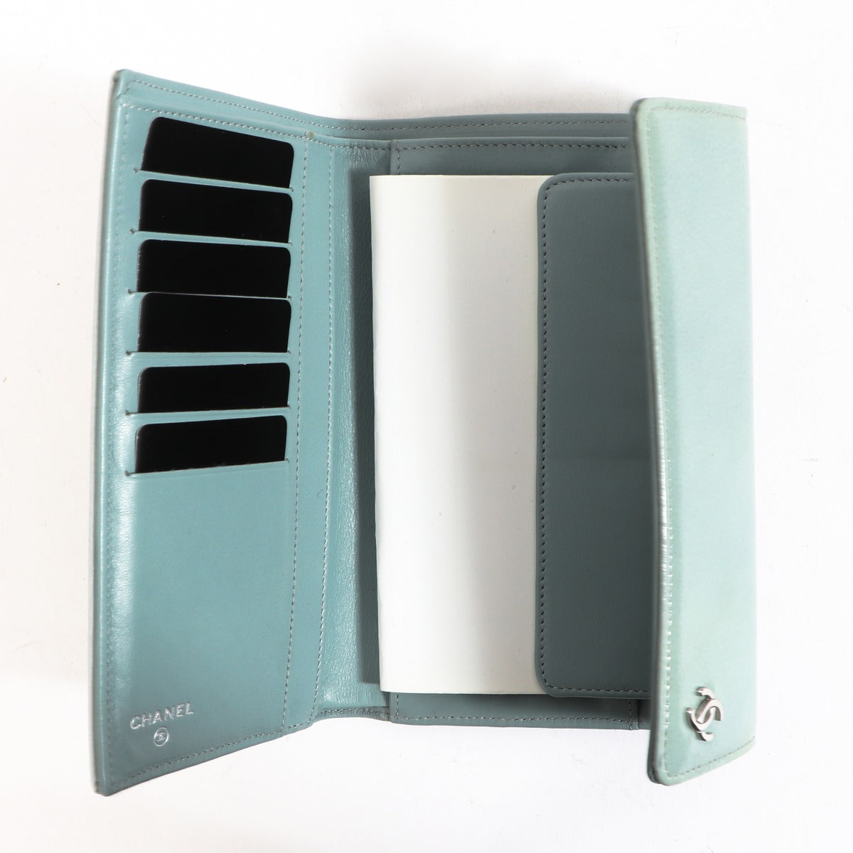 Chanel Turquoise Patent Leather Classic CC Long Wallet