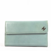 Chanel Turquoise Patent Leather Classic CC Long Wallet