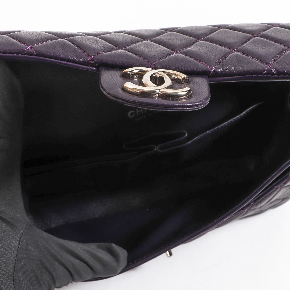 Chanel Aubergine Purple Lambskin Classic Flap Bag