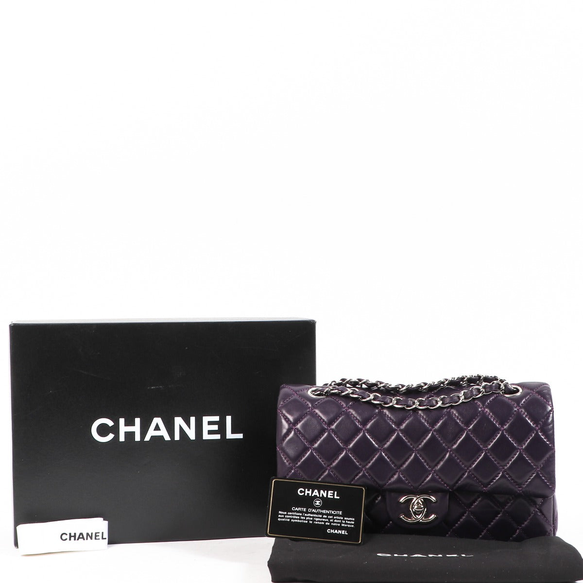 Chanel Aubergine Purple Lambskin Classic Flap Bag