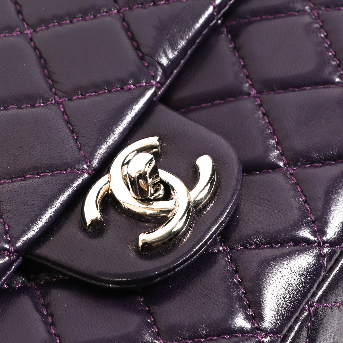 Chanel Aubergine Purple Lambskin Classic Flap Bag