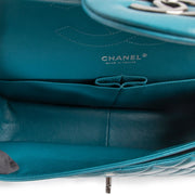 Shop safe online at Labellov in Antwerp this 100% authentic second hand Chanel Teal Quilted Lambskin Leather Jumbo Classic Double Flap Bag