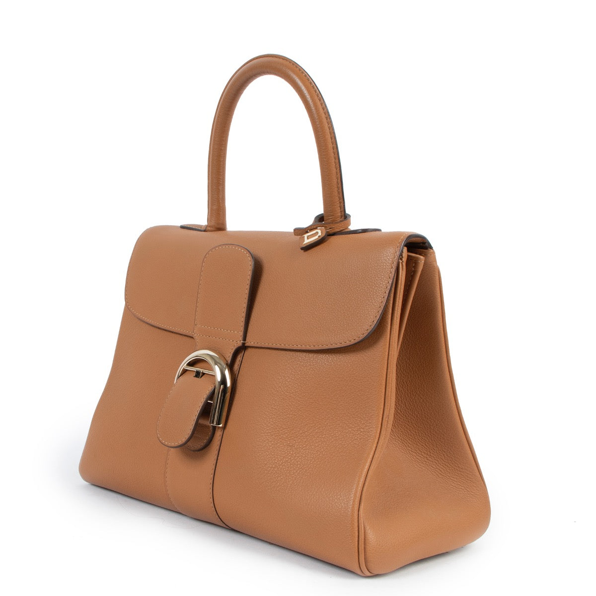 Shop safe online at Labellov in Antwerp this 100% authentic second hand Delvaux Brillant MM Fauve + Strap
