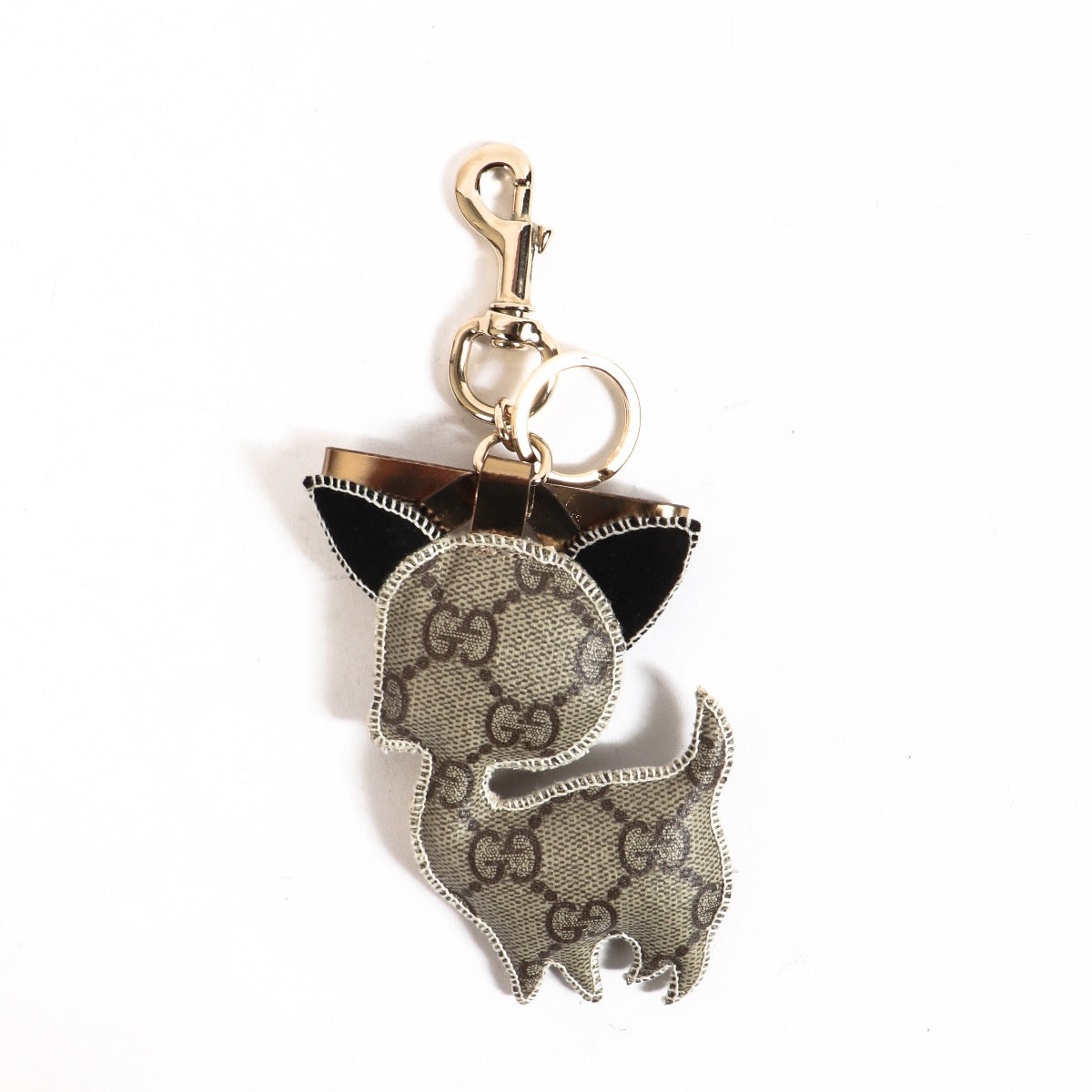 Shop safe online at Labellov in Antwerp this 100% authentic second hand Gucci GG Supreme Guccioli Brando Chihuahua Keychain Charm