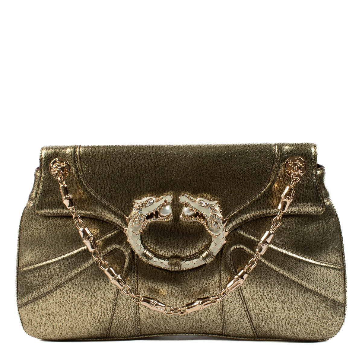 Shop safe online at Labellov in Antwerp, Brussels and Knokke this 100% authentic second hand Gucci Gold Goatskin Dragon Shoulder Bag. Veilig online tweedehands authentieke Gucci Gold Goatskin Dragon Shoulder handtas kopen bij Labellov.