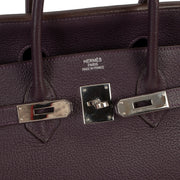 hermes birkin 35 purple togo logo detail