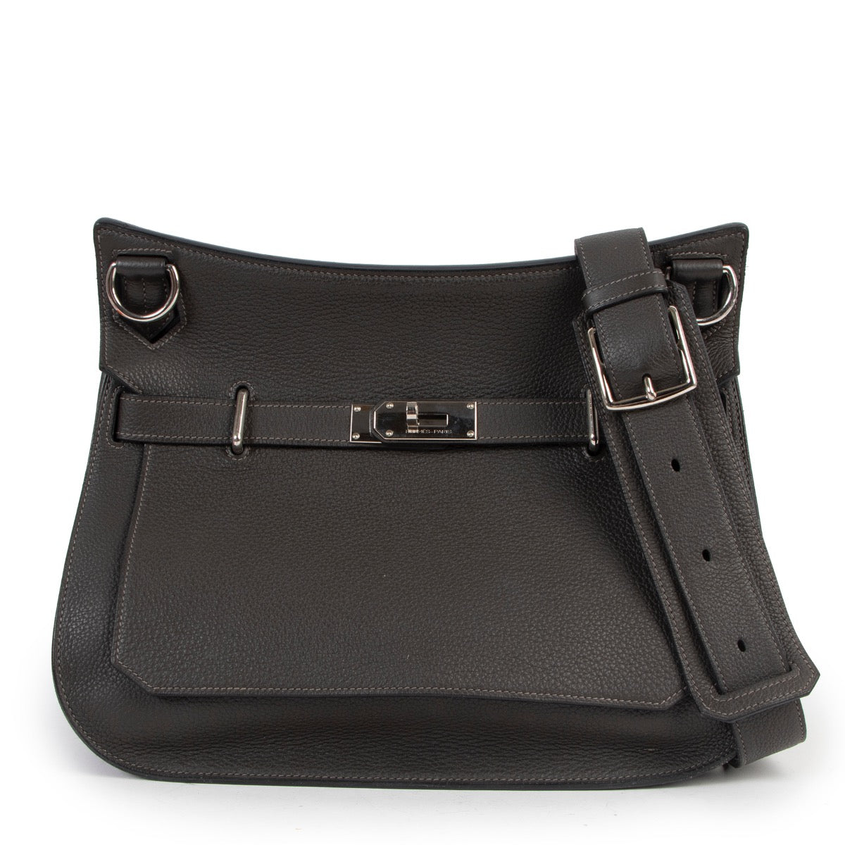 Shop safe online at Labellov in Antwerp this 100% authentic Hermès Jypsière 34 Graphite Taurillon Clemence PHW in as new condition