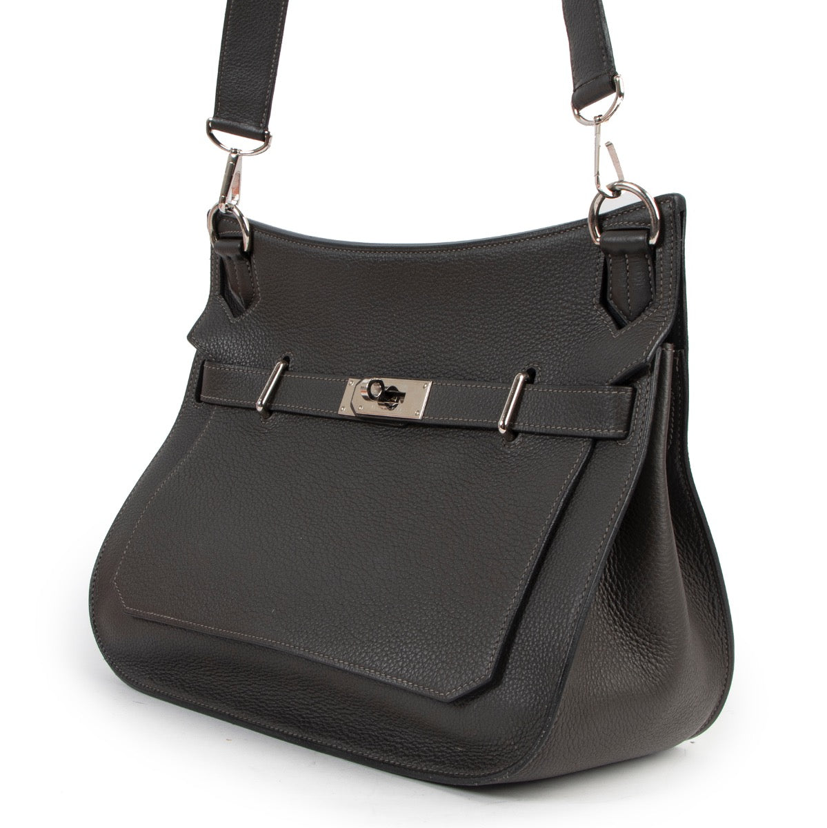 Shop safe online at Labellov in Antwerp this 100% authentic Hermès Jypsière 34 Graphite Taurillon Clemence PHW in as new condition