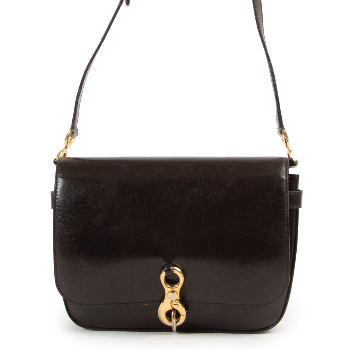Shop safe online 100% authentic second hand Delvaux Dark Brown Vintage Shoulder Bag at Labellov in Antwerp.