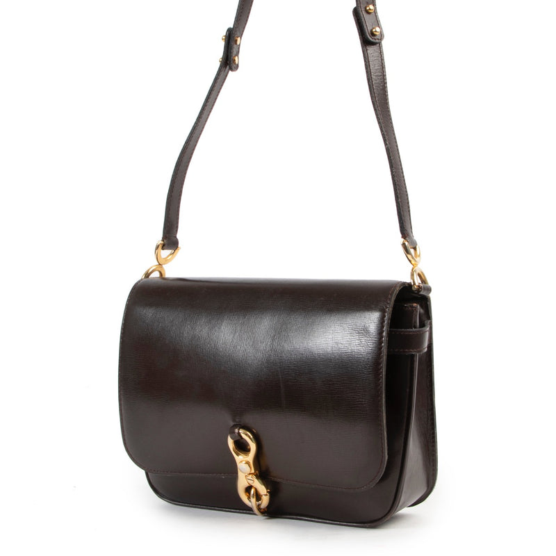 Shop safe online 100% authentic second hand Delvaux Dark Brown Vintage Shoulder Bag at Labellov in Antwerp.