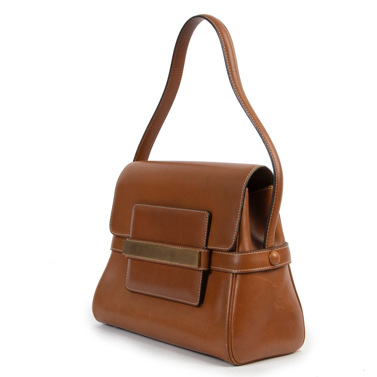 Shop safe online 100% authentic second hand Delvaux Cognac Leather Shoulder Bag at Labellov in Antwerp.