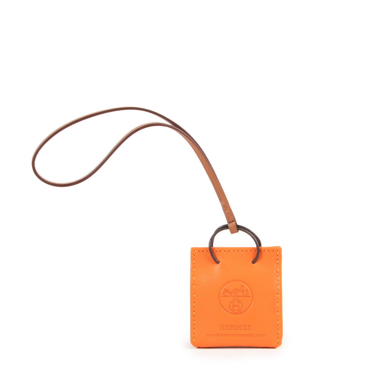 Hermès Orange Debossed Logo Bag Charm