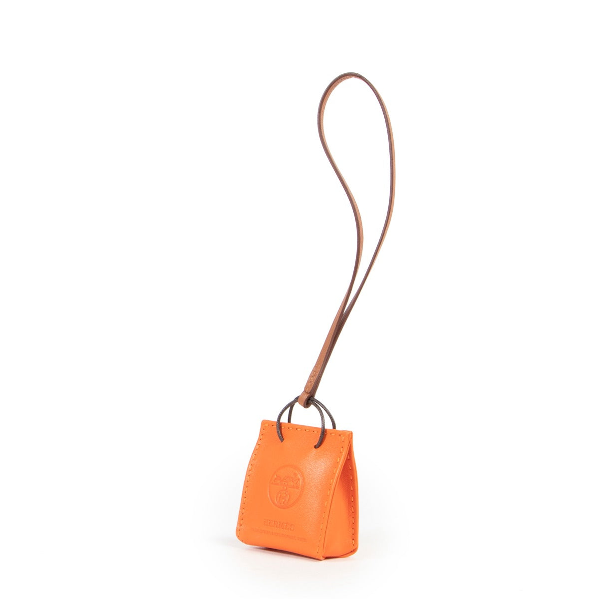 Hermès Orange Debossed Logo Bag Charm