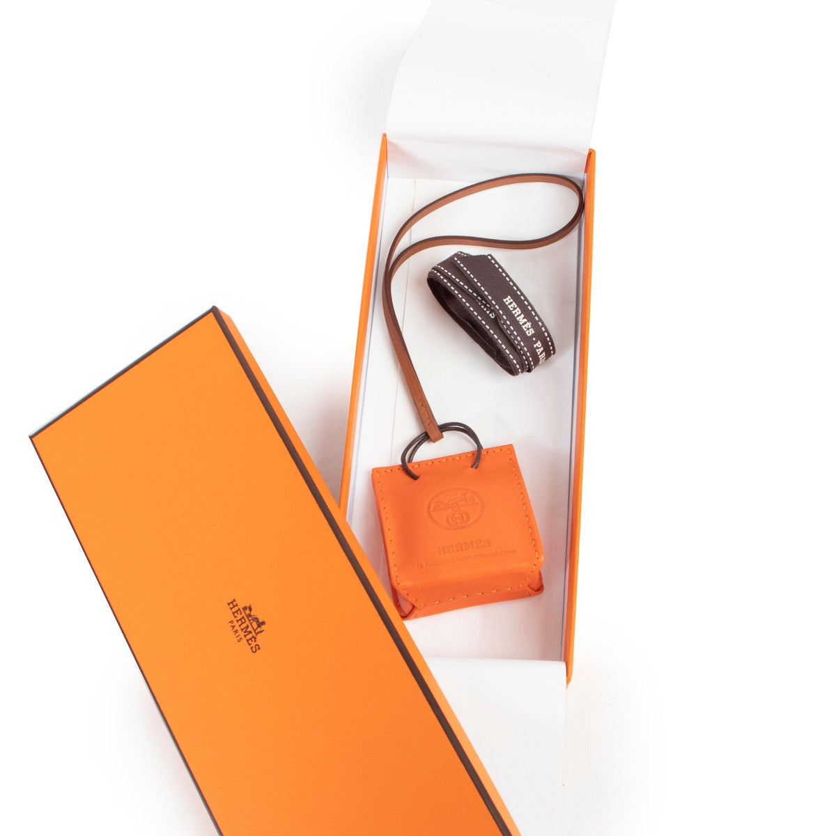 Hermès Orange Debossed Logo Bag Charm