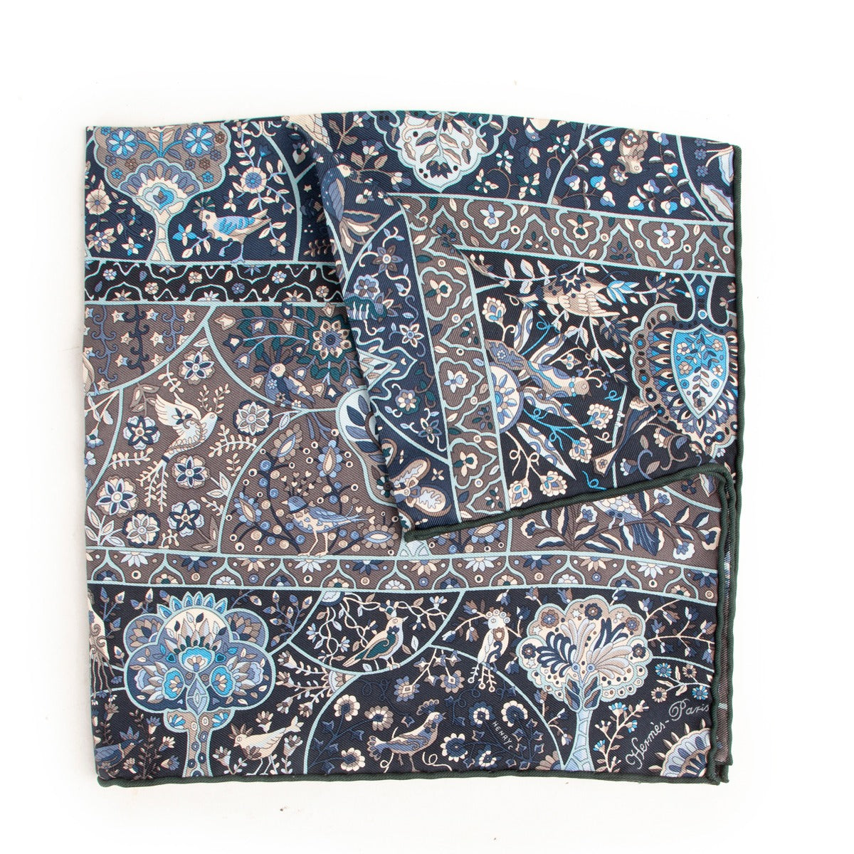 Buy in very good condition a Hermès Blue Silk Scarf Pochette