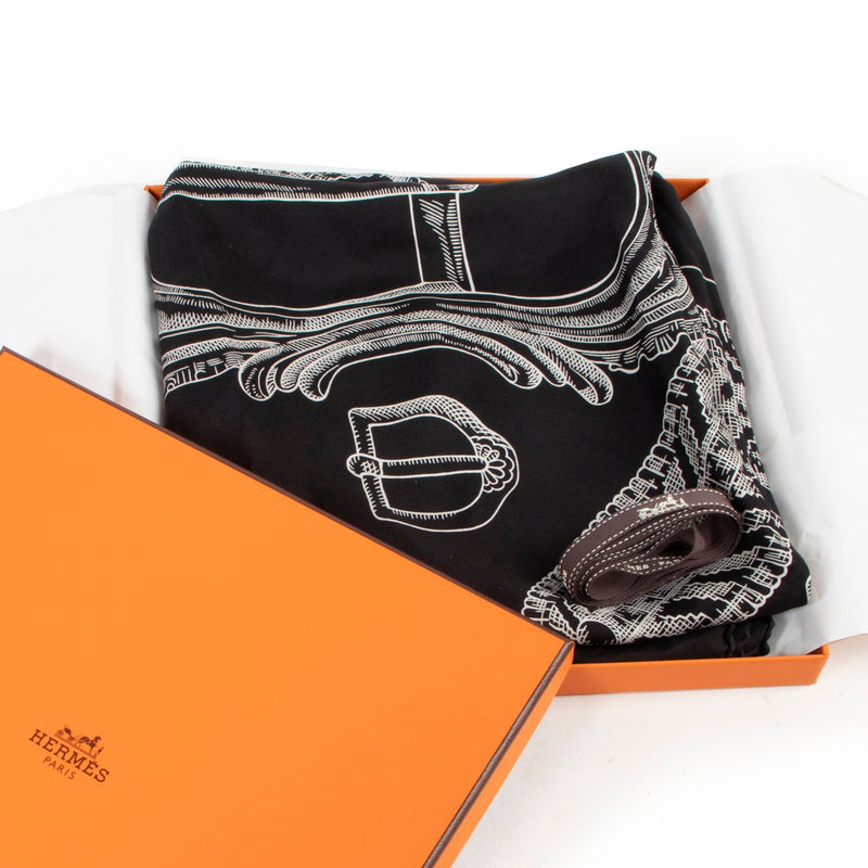 Hermès Black Silk Scarf on Labellov, Worldwide Shipping