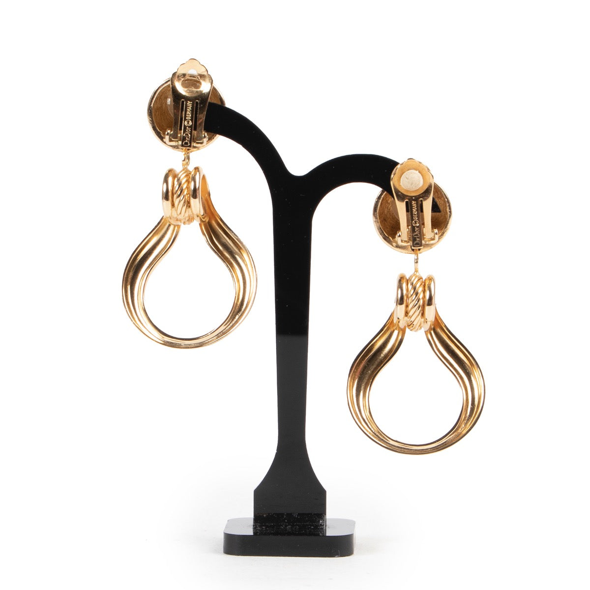 Shop safe online authentic Christian Dior Gold Finished Metal Clip Earrings at the right price and in very good condition.
