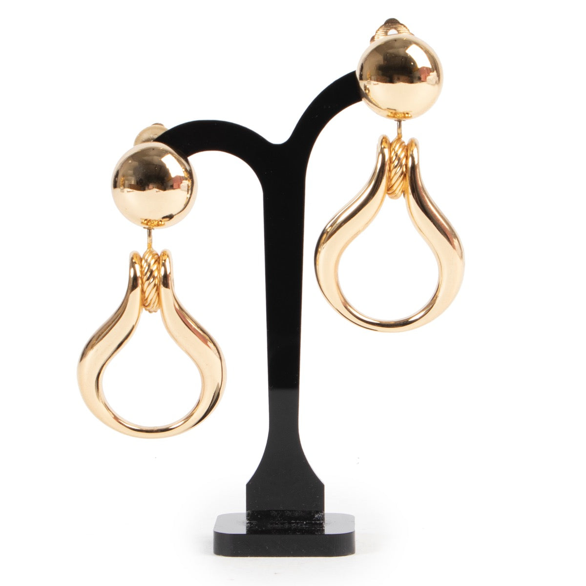 Shop safe online authentic Christian Dior Gold Finished Metal Clip Earrings at the right price and in very good condition.