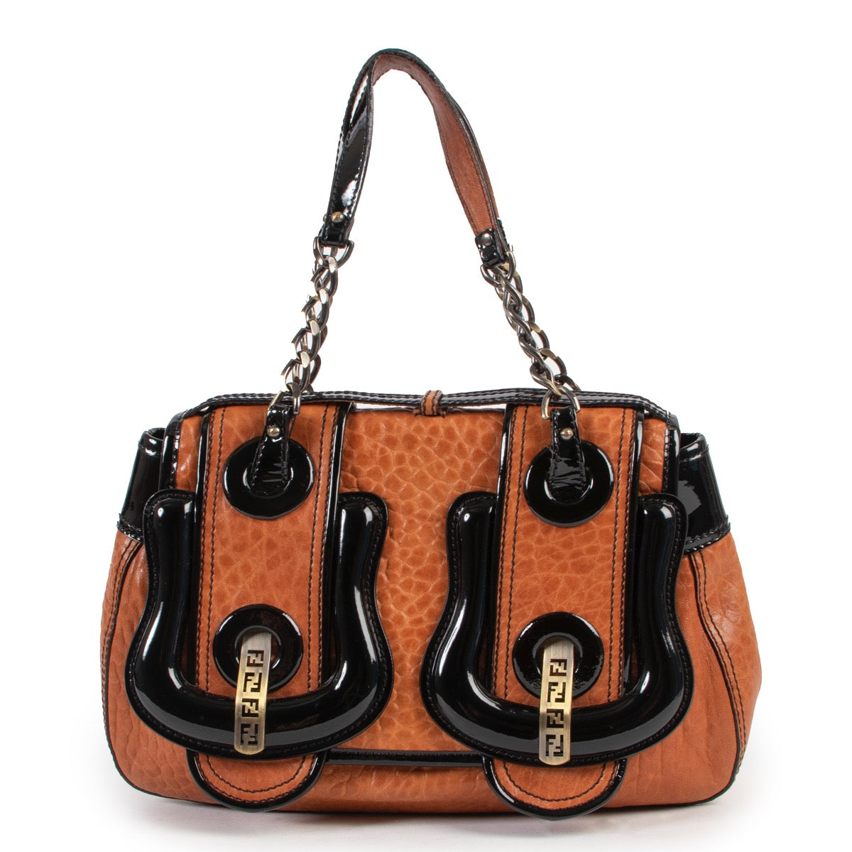 Shop safe online at Labellov in Antwerp this 100% authentic second hand Fendi Brown And Black B Bag in very good condition at the right price