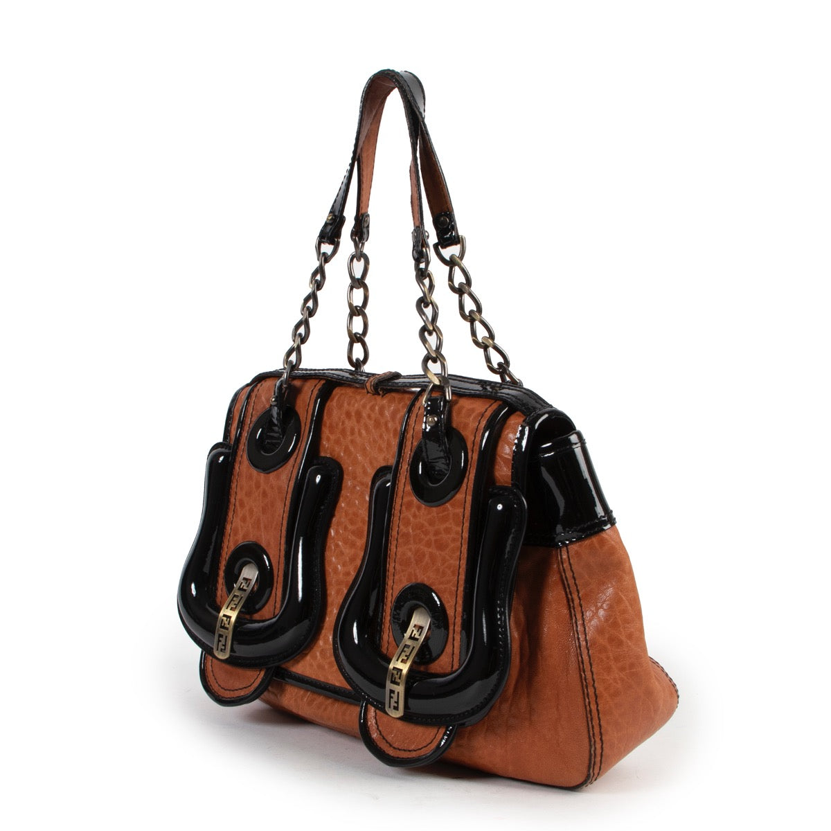 Shop safe online at Labellov in Antwerp this 100% authentic second hand Fendi Brown And Black B Bag in very good condition at the right price