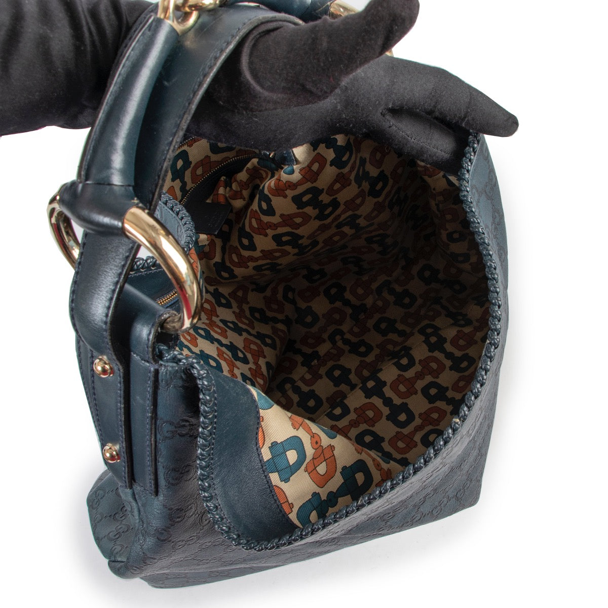 Shop safe online at Labellov in Antwerp this 100% authentic second hand Gucci Blue Monogram XL Shoulder Bag