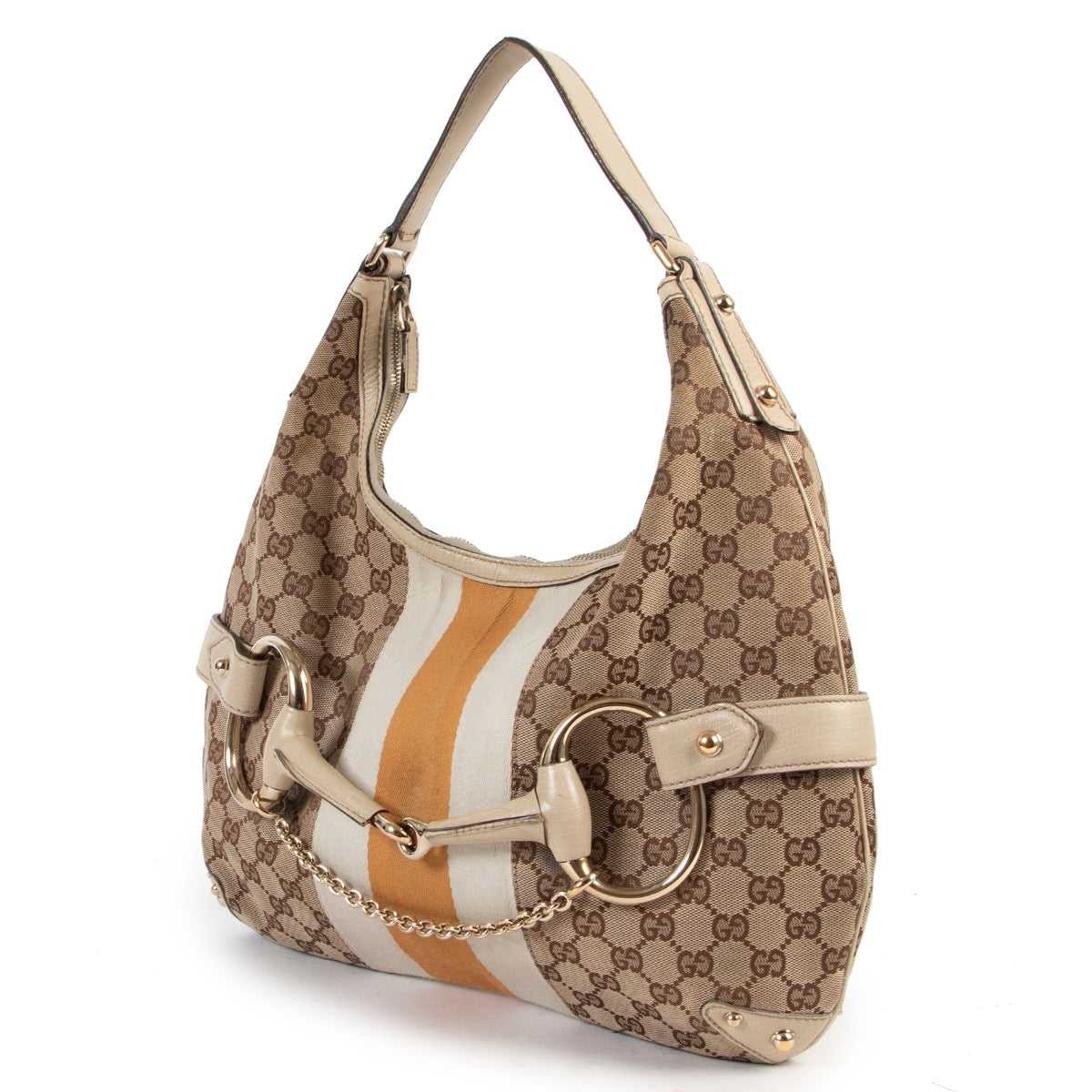 Shop safe online at Labellov in Antwerp this 100% authentic second hand Gucci Monogram Horsebit Shoulder Bag