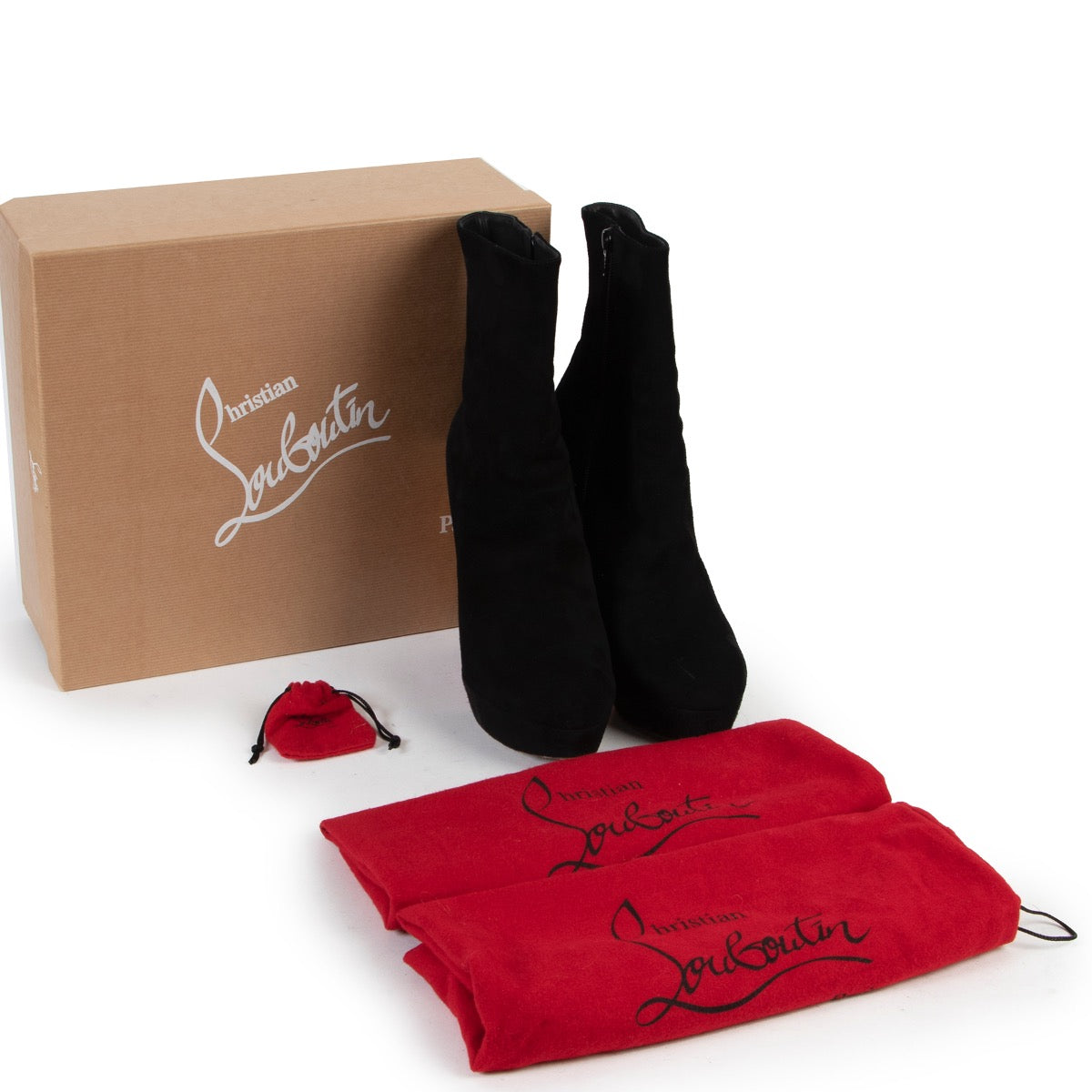 Shop safe online 100% authentic second hand Christian Louboutin Black Suede Boots - Size 40
