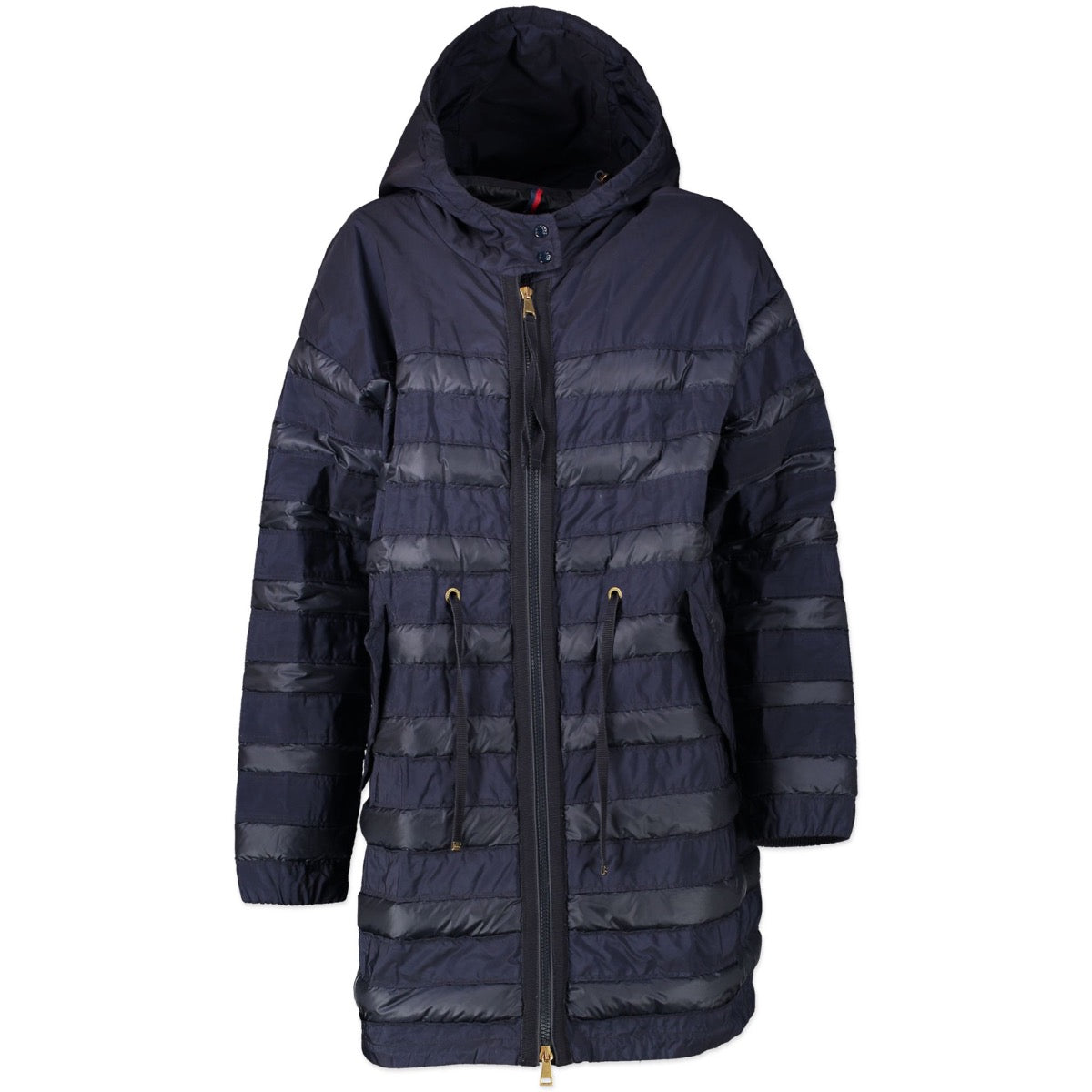 Shop safe online authentic second hand Moncler Blue Long Padded Coat in Size 4 in very good condition at the right price.