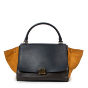 Buy an authentic second hand Céline Brown Calfskin & Suede Trapeze Top Handle Bag in good condition at Labellov Antwerp.
