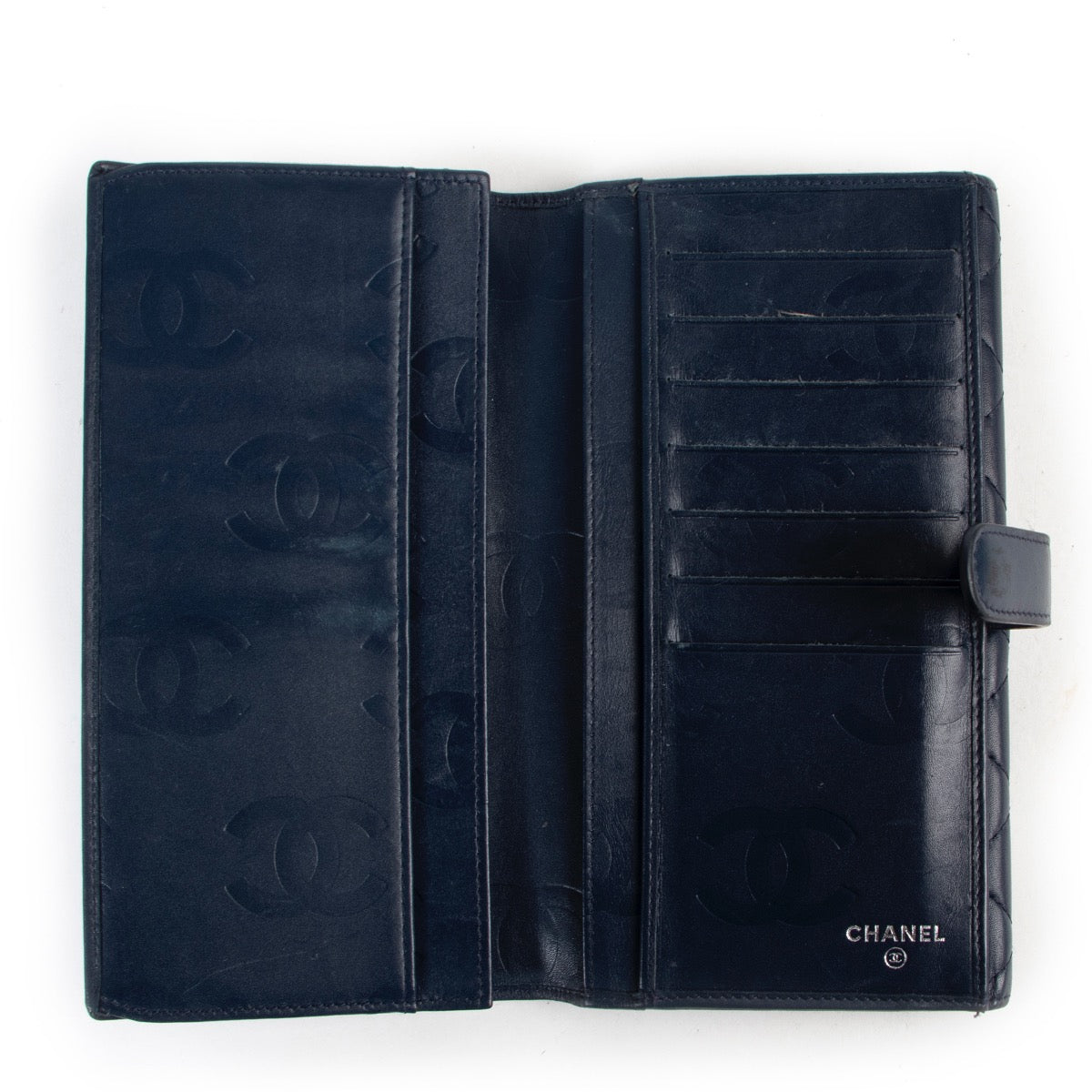 Shop safe online authentic second hand Chanel Blue CC Cambon Long Wallet at the right price.