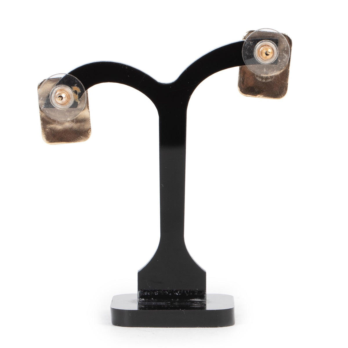 Shop safe online authentic vintage Chanel Black & Gold Stud Earrings at the right price at Labellov.com.