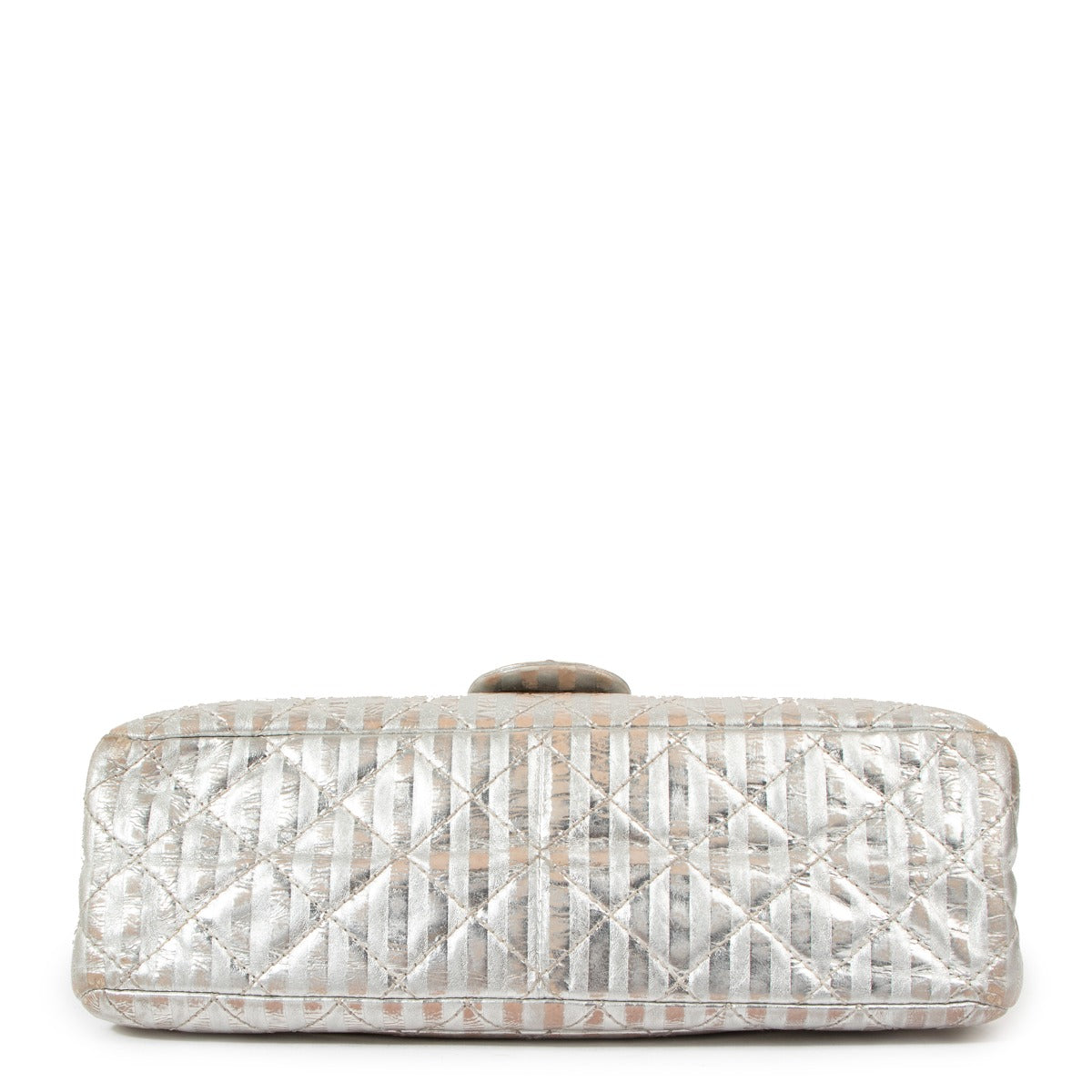 Chanel Metallic Silver Striped Reissue Large 2.55 Bag