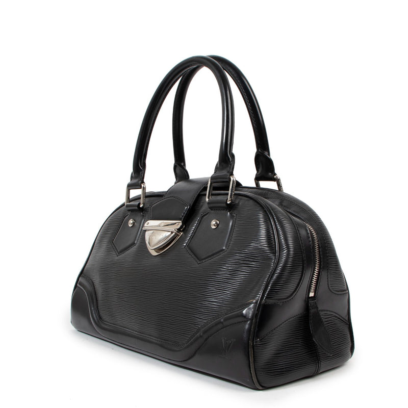 Buy an authentic second hand Louis Vuitton Black Epi Leather Montaigne Bowling Bag in good condition at Labellov in Antwerp.
