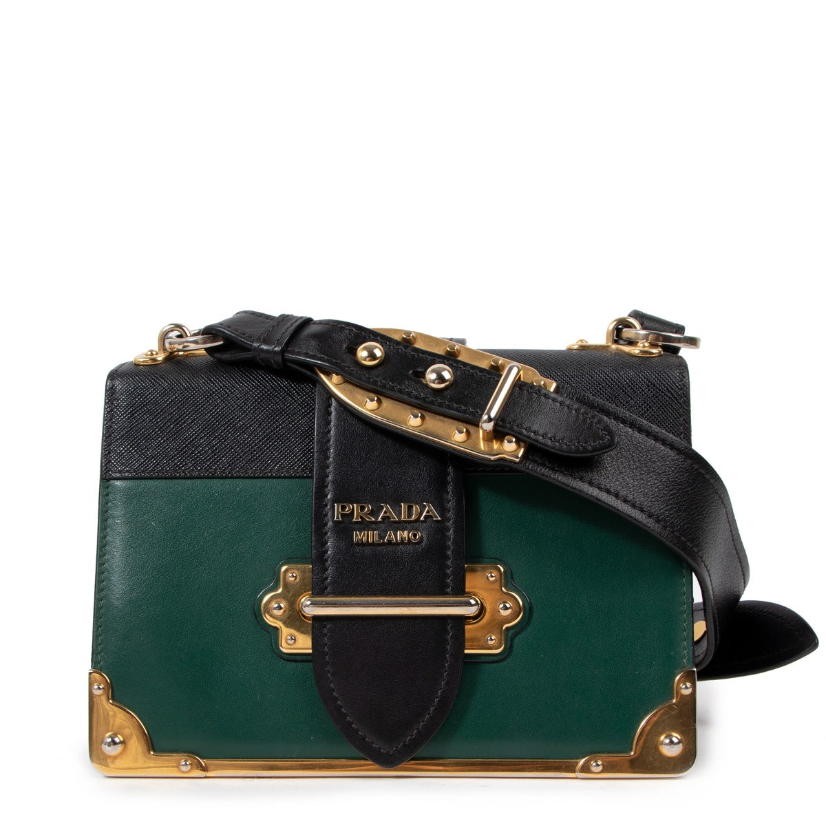 Prada Cahier Biliardo City Calf/Black Saffiano Leather Bag