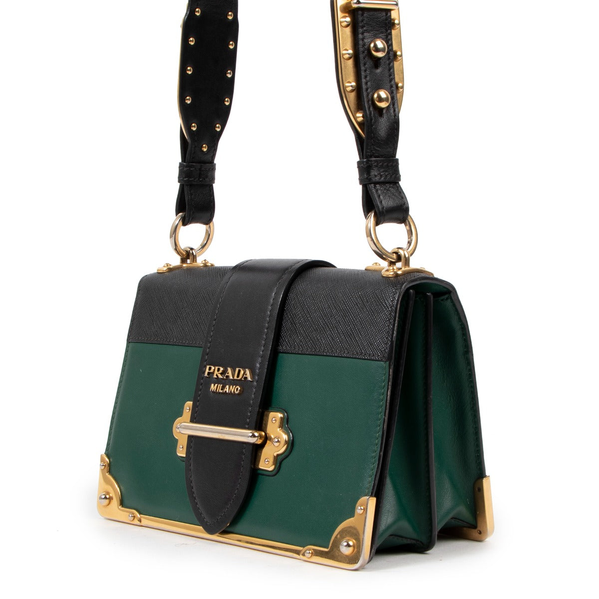Prada Cahier Biliardo City Calf/Black Saffiano Leather Bag
