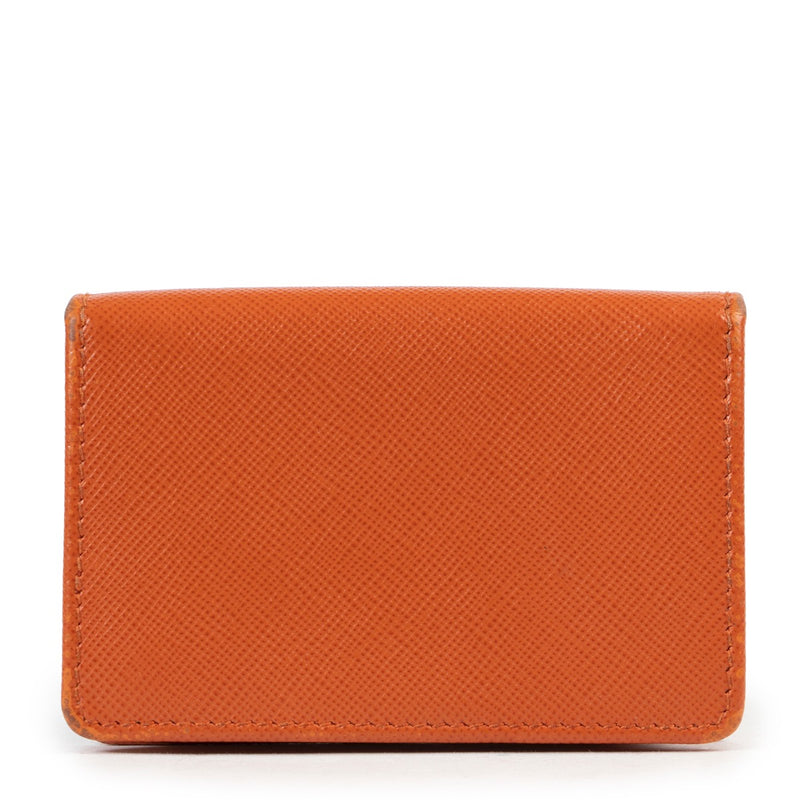 Shop safe online authentic second hand Prada Orange Saffiano Leather Card Holder at the right price at Labellov.com.