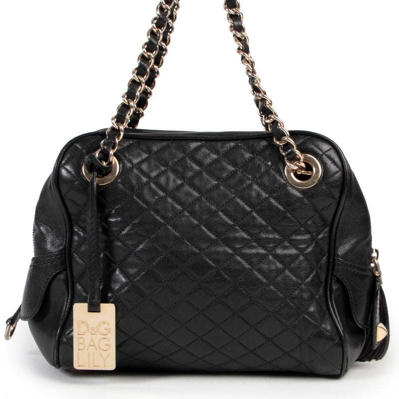 Dolce & Gabbana Black Lily Matelassé Shoulder bag for the best price at Labellov secondhand luxury